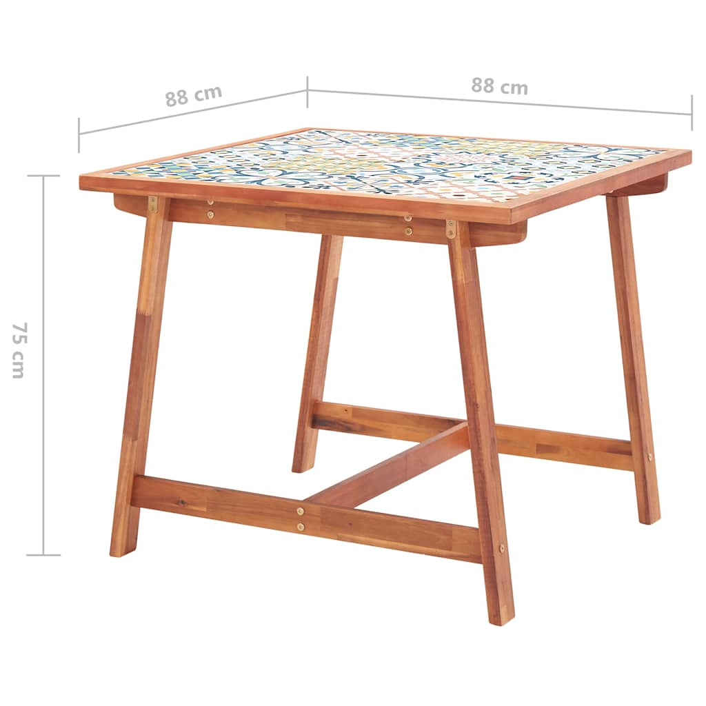 vidaXL Mesa de comedor de jardín madera acacia superficie azulejos