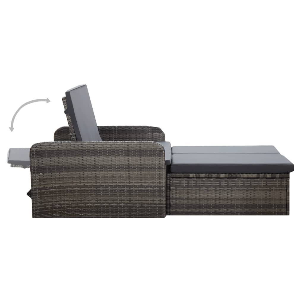 vidaXL Set de muebles de jardín 2 pzas y cojines ratán sintético gris