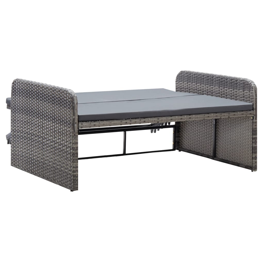 vidaXL Set de muebles de jardín 2 pzas y cojines ratán sintético gris