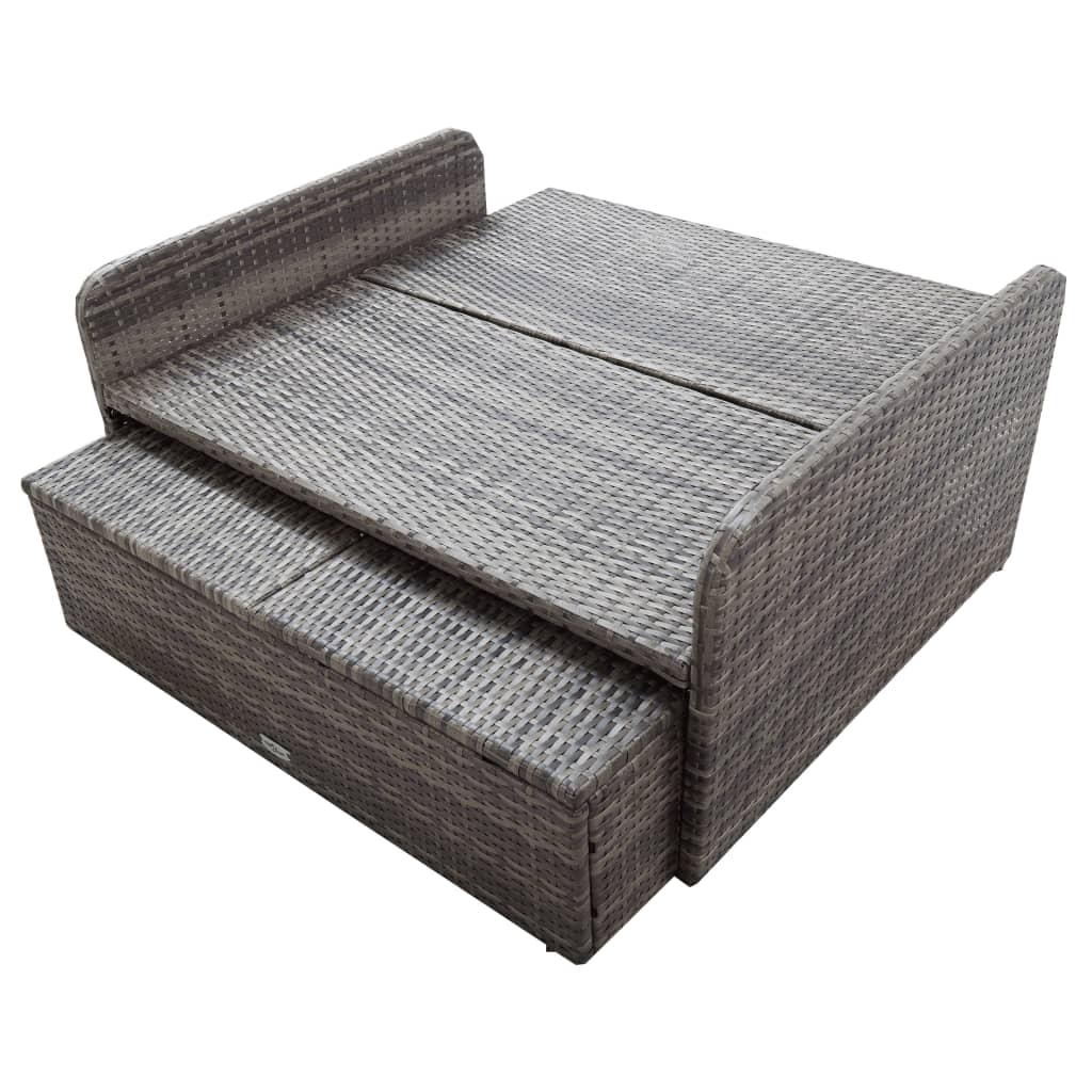 vidaXL Set de muebles de jardín 2 pzas y cojines ratán sintético gris