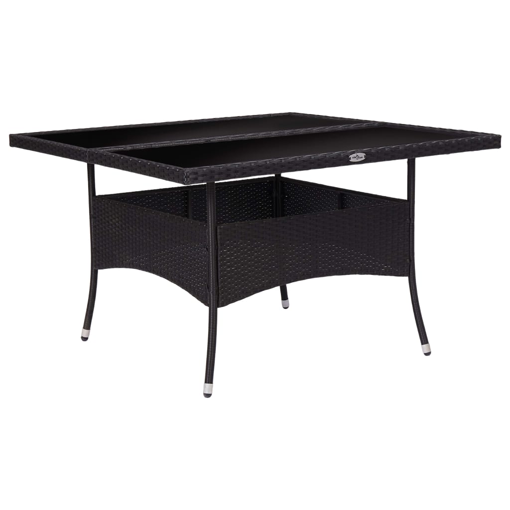 vidaXL Mesa de comedor de jardín ratán sintético y vidrio negro