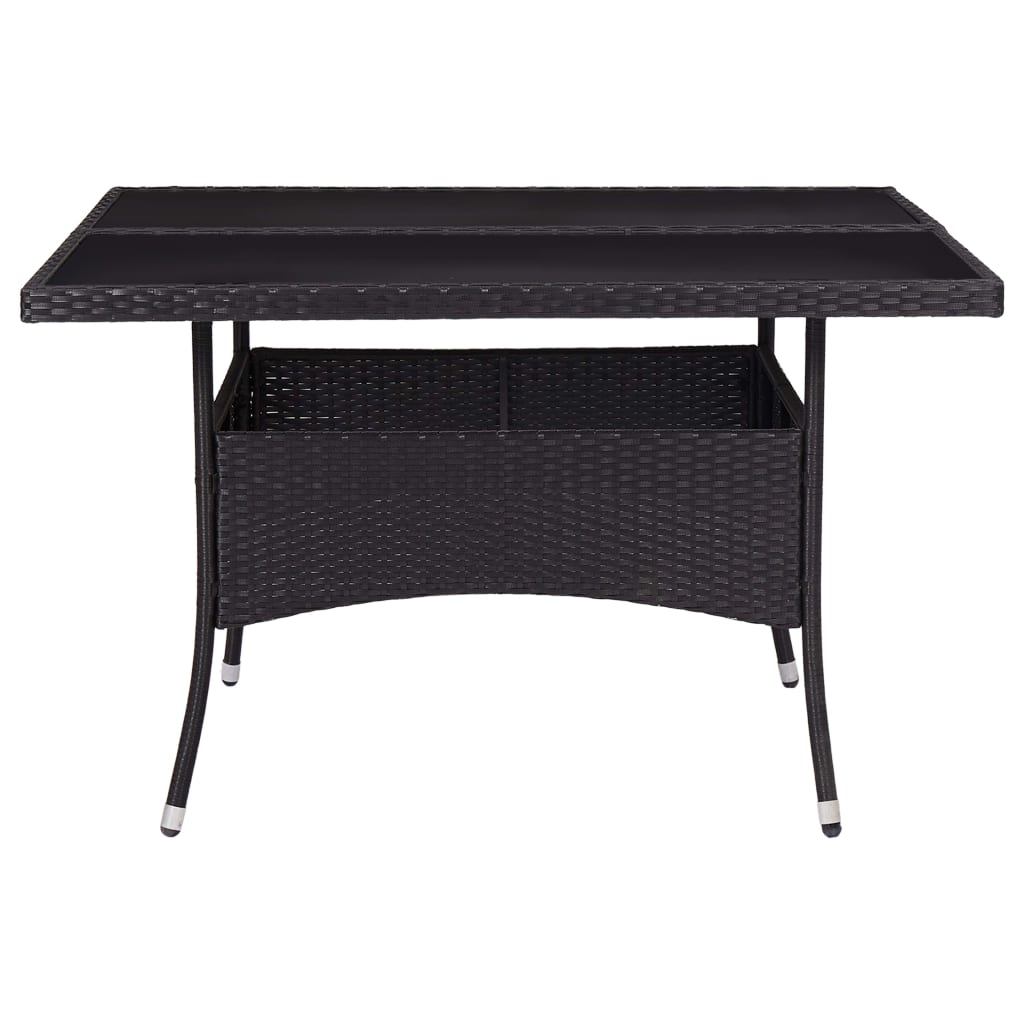 vidaXL Mesa de comedor de jardín ratán sintético y vidrio negro