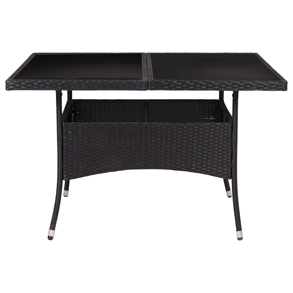 vidaXL Mesa de comedor de jardín ratán sintético y vidrio negro