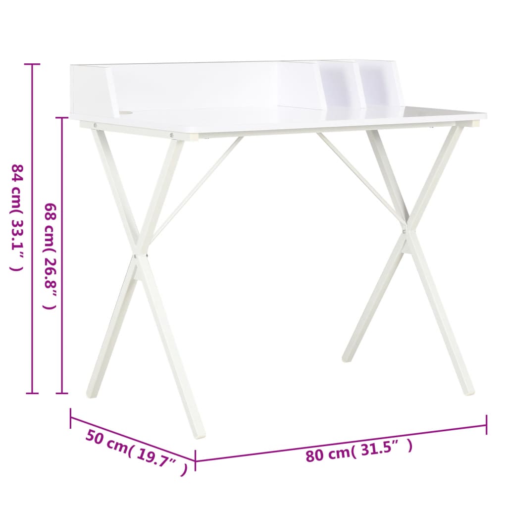 vidaXL Escritorio blanco 80x50x84 cm