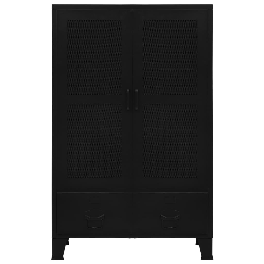 vidaXL Armario oficina indutrial puertas malla acero negro 75x40x120cm