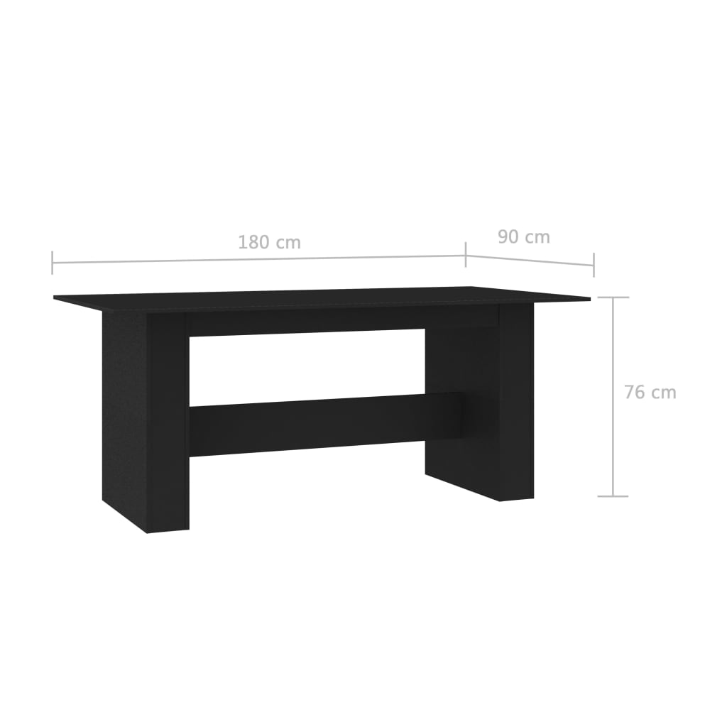 vidaXL Mesa de comedor de madera de ingeniería negro 180x90x76 cm