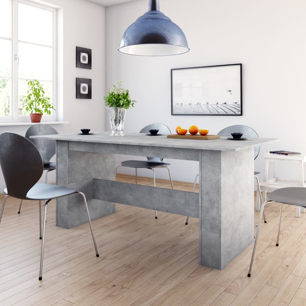 vidaXL Mesa de comedor madera de ingeniería gris hormigón 180x90x76 cm