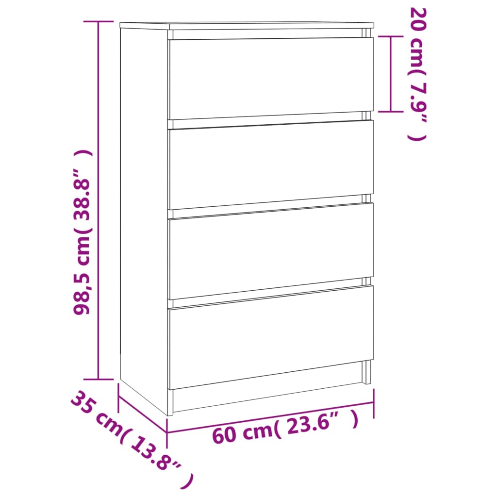 vidaXL Aparador madera contrachapada color roble Sonoma 60x35x98,5 cm