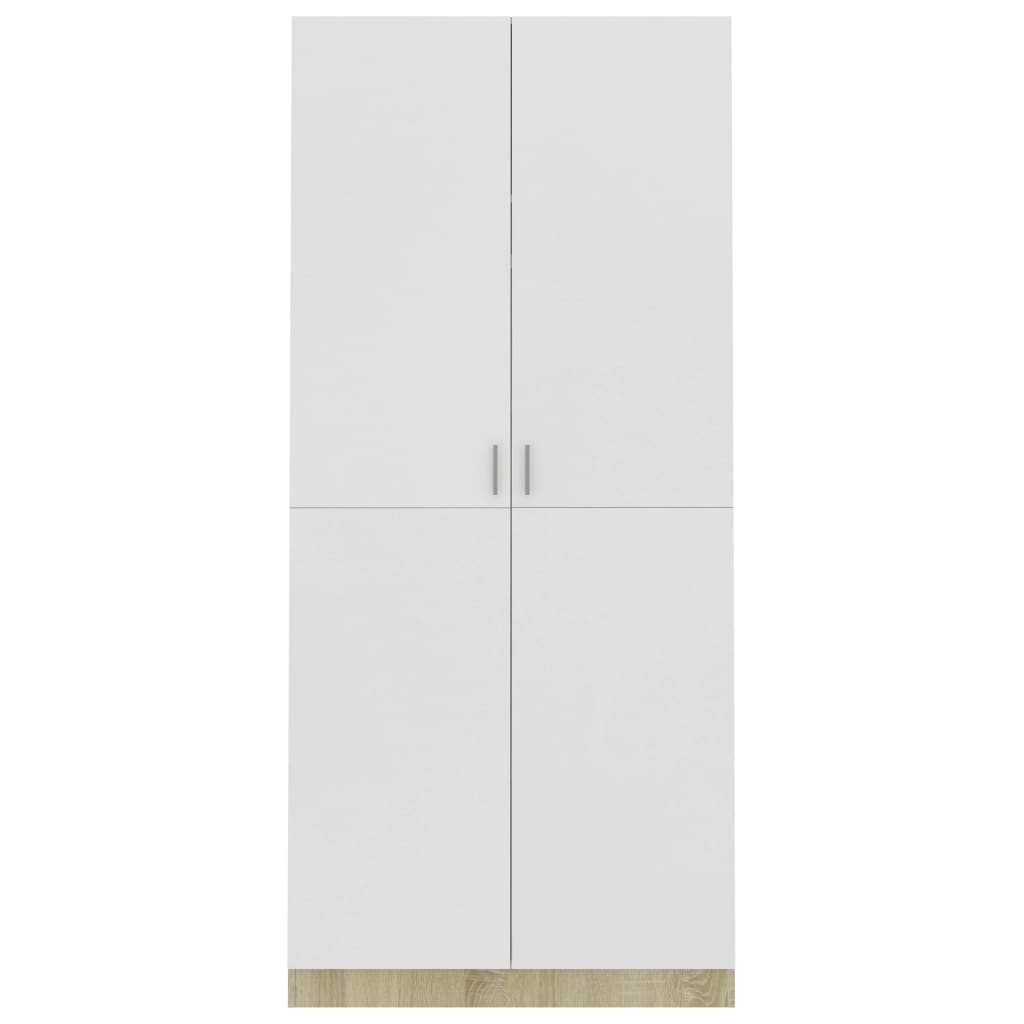 vidaXL Armario de madera contrachapada blanco y roble 90x52x200cm