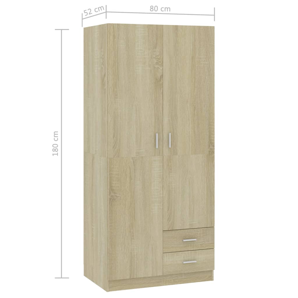 vidaXL Armario de madera de ingeniería roble Sonoma 80x52x180 cm