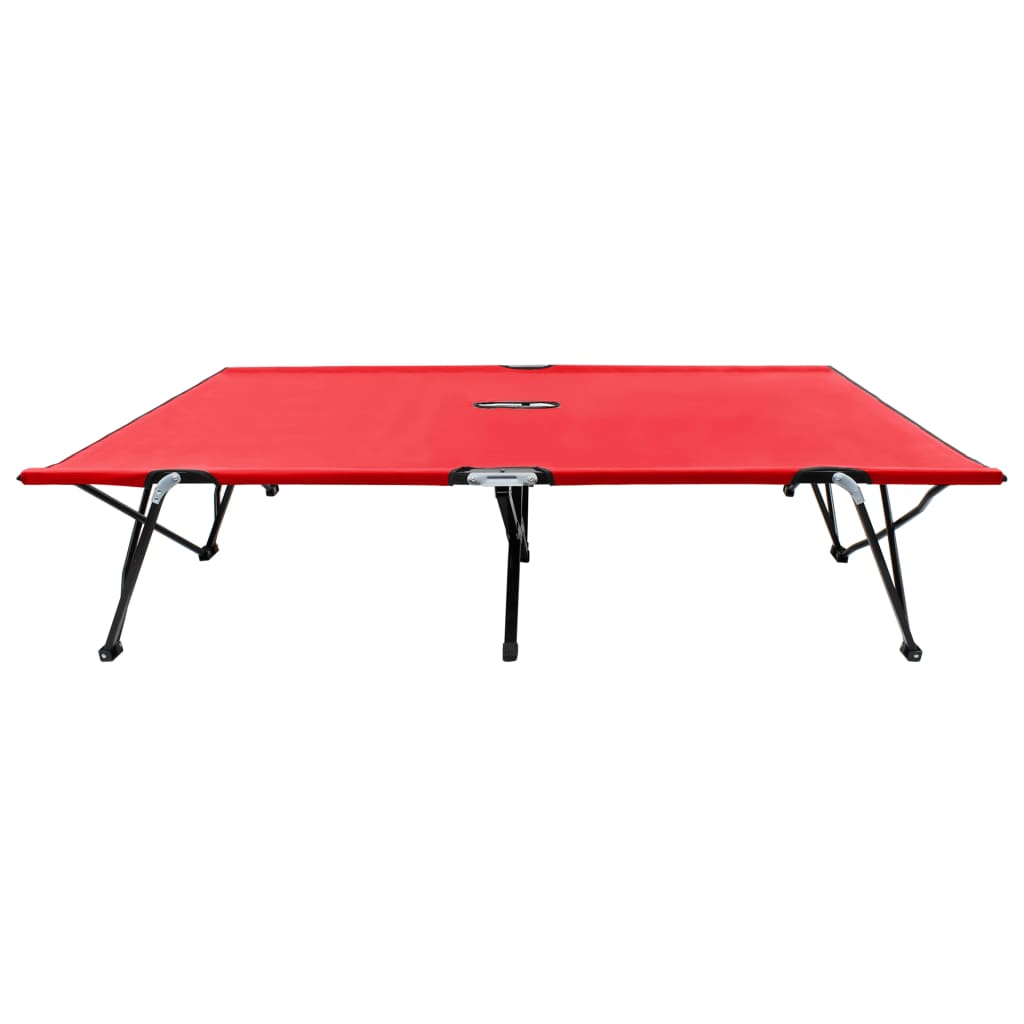 vidaXL Tumbona doble plegable acero roja