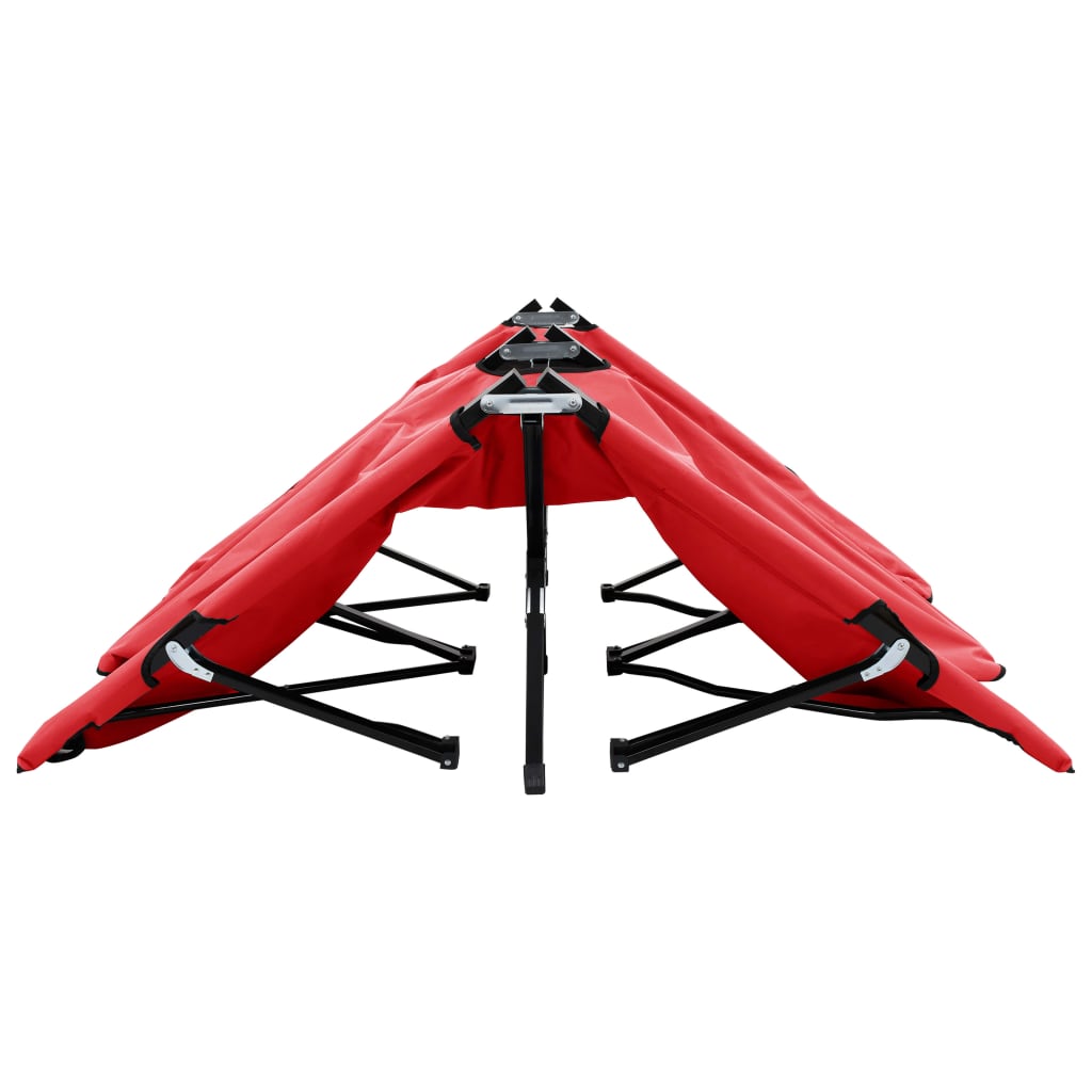 vidaXL Tumbona doble plegable acero roja