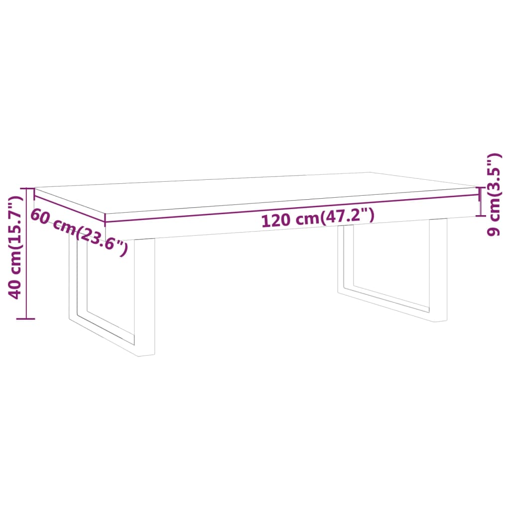 vidaXL Mesa de centro MDF y hierro marrón oscuro y negro 120x60x40 cm