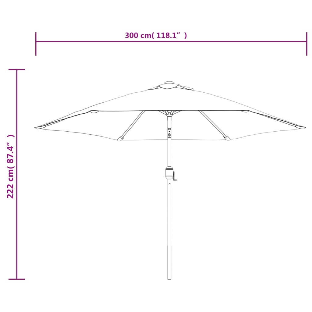 vidaXL Sombrilla de jardín con palo de metal negro 300 cm