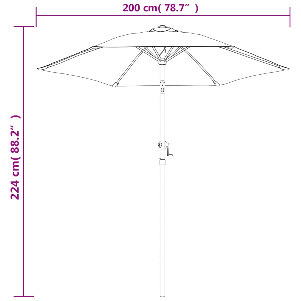 vidaXL Sombrilla de aluminio blanco arena 200x224 cm