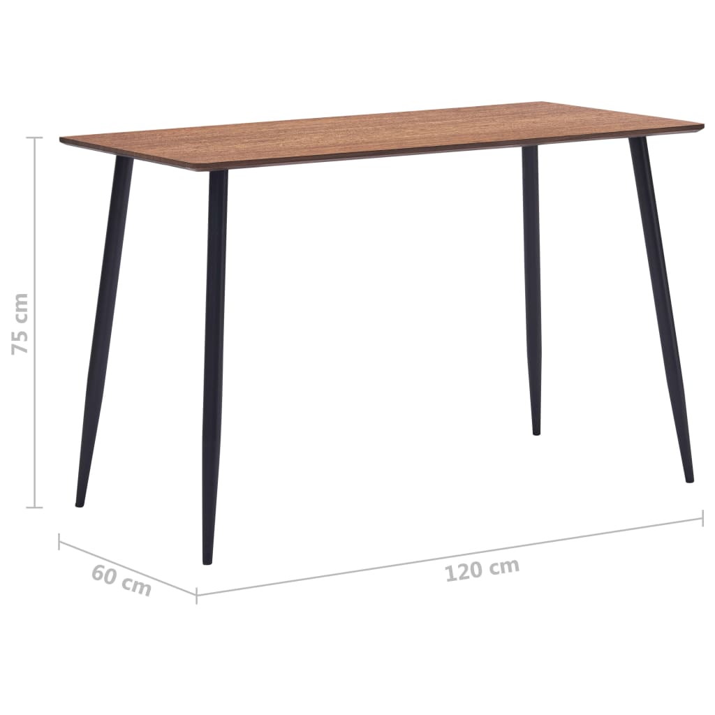 vidaXL Mesa de comedor de MDF marrón 120x60x75 cm