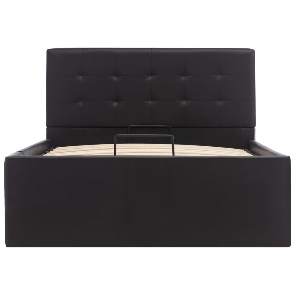 vidaXL Cama canapé hidráulica cuero sintético negro 90x200 cm