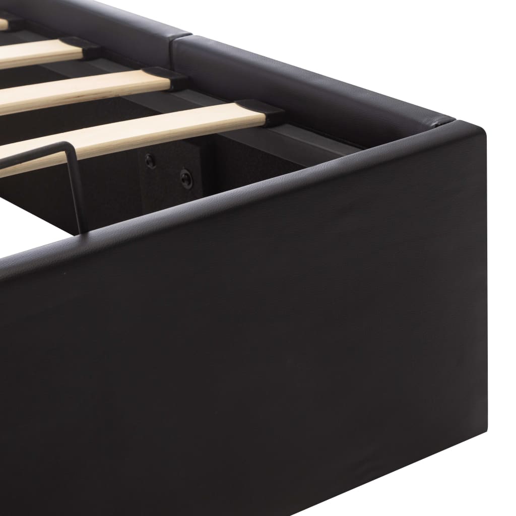 vidaXL Cama canapé hidráulica cuero sintético negro 90x200 cm