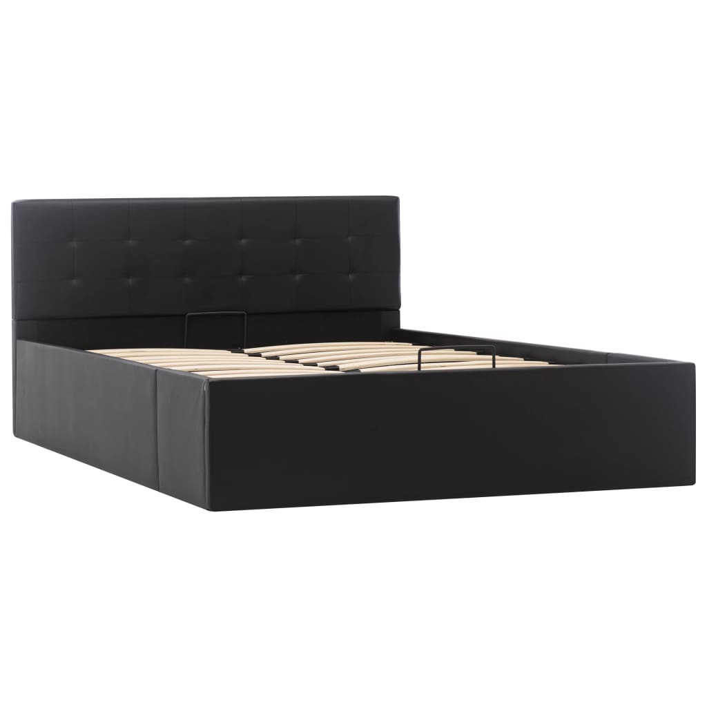 vidaXL Cama canapé hidráulica cuero sintético negro 120x200 cm