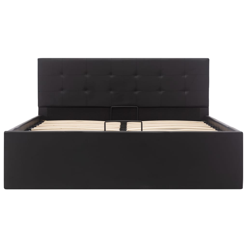 vidaXL Cama canapé hidráulica cuero sintético negro 120x200 cm