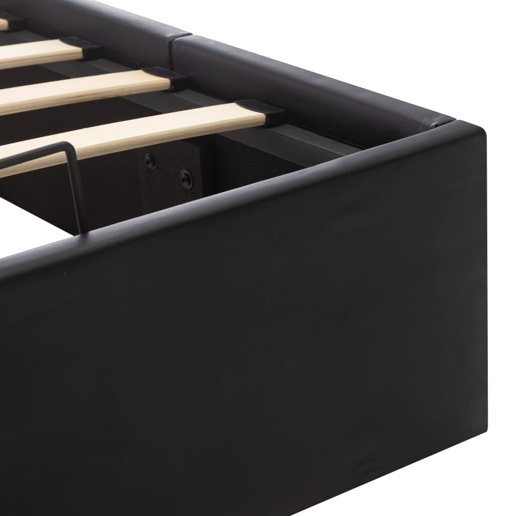 vidaXL Cama canapé hidráulica cuero sintético negro 120x200 cm