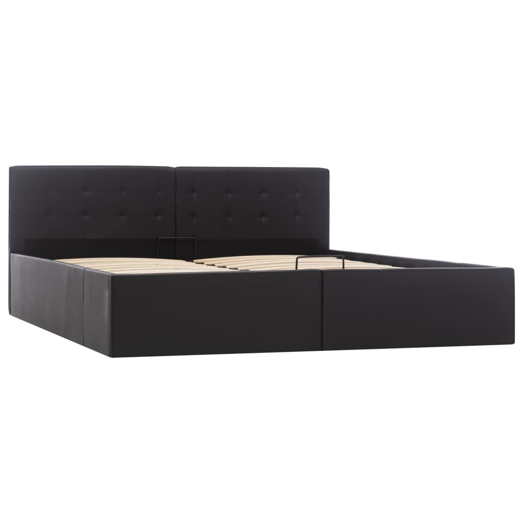 vidaXL Cama canapé hidráulica cuero sintético negro 160x200 cm