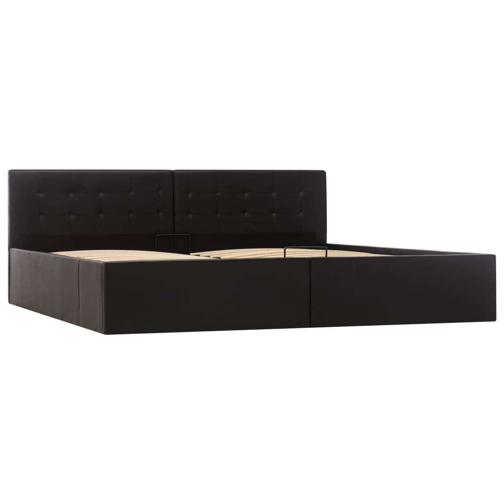 vidaXL Cama canapé hidráulica cuero sintético negro 180x200 cm