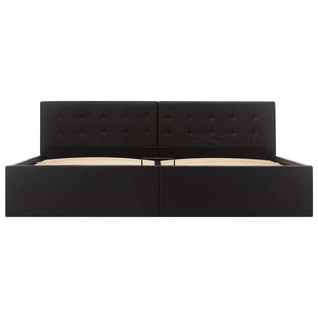 vidaXL Cama canapé hidráulica cuero sintético negro 180x200 cm