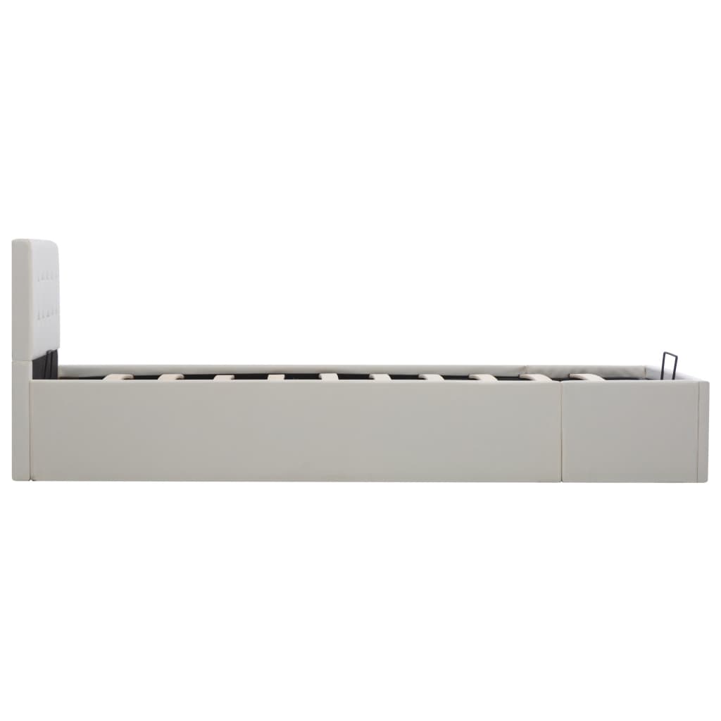 vidaXL Cama canapé hidráulica cuero sintético blanco 90x200 cm