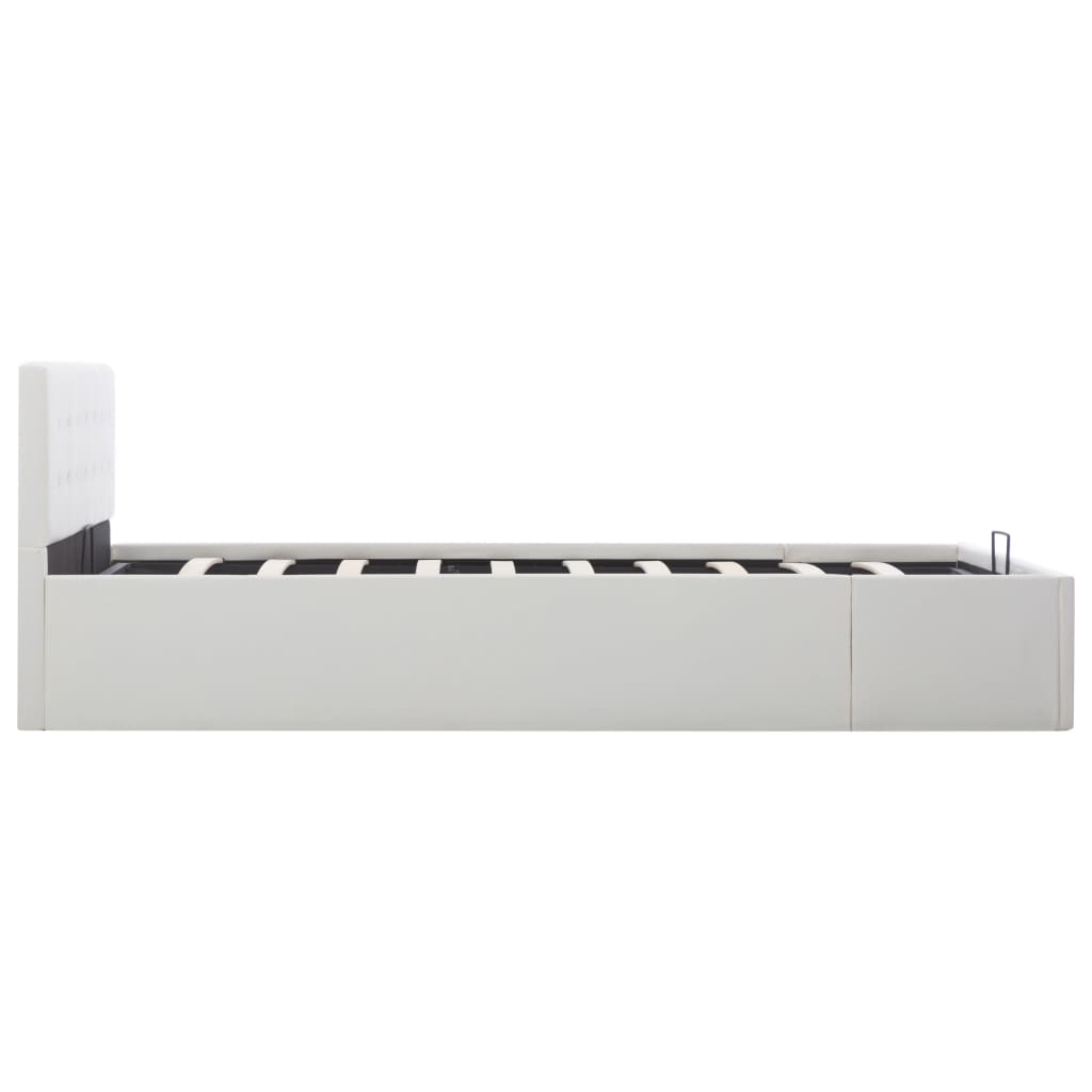 vidaXL Cama canapé hidráulica cuero sintético blanco 140x200 cm