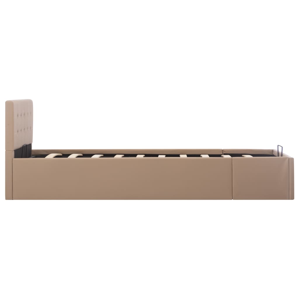 vidaXL Cama canapé hidráulica cuero sintético capuchino 90x200 cm