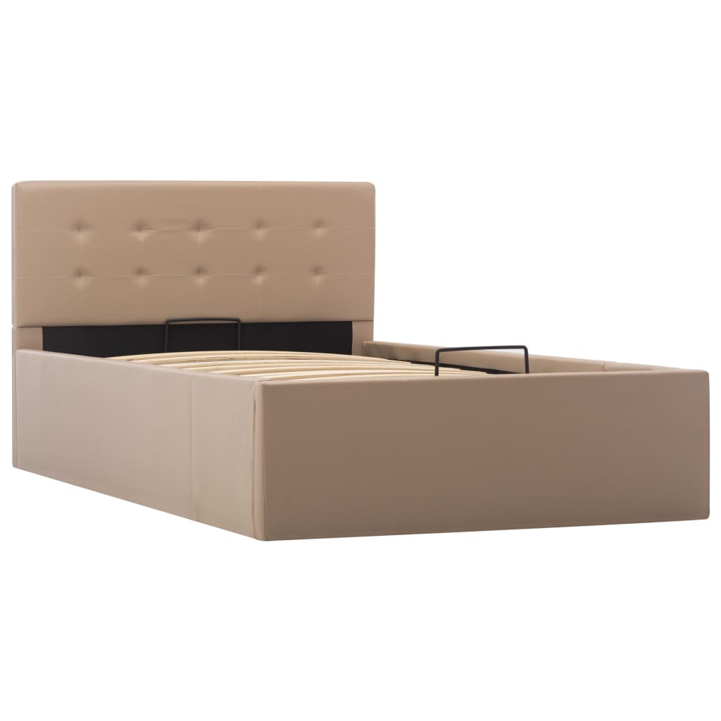 vidaXL Cama canapé hidráulica cuero sintético capuchino 100x200 cm