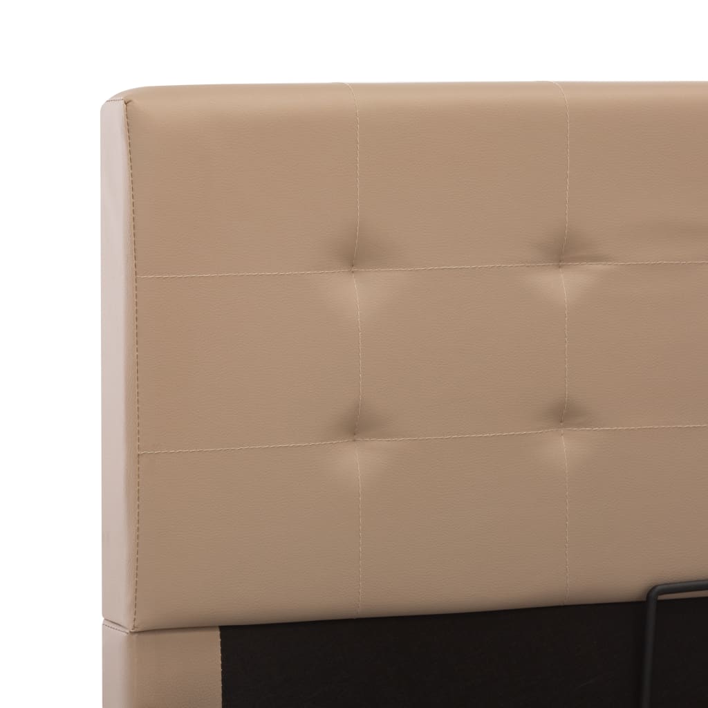 vidaXL Cama canapé hidráulica cuero sintético capuchino 100x200 cm