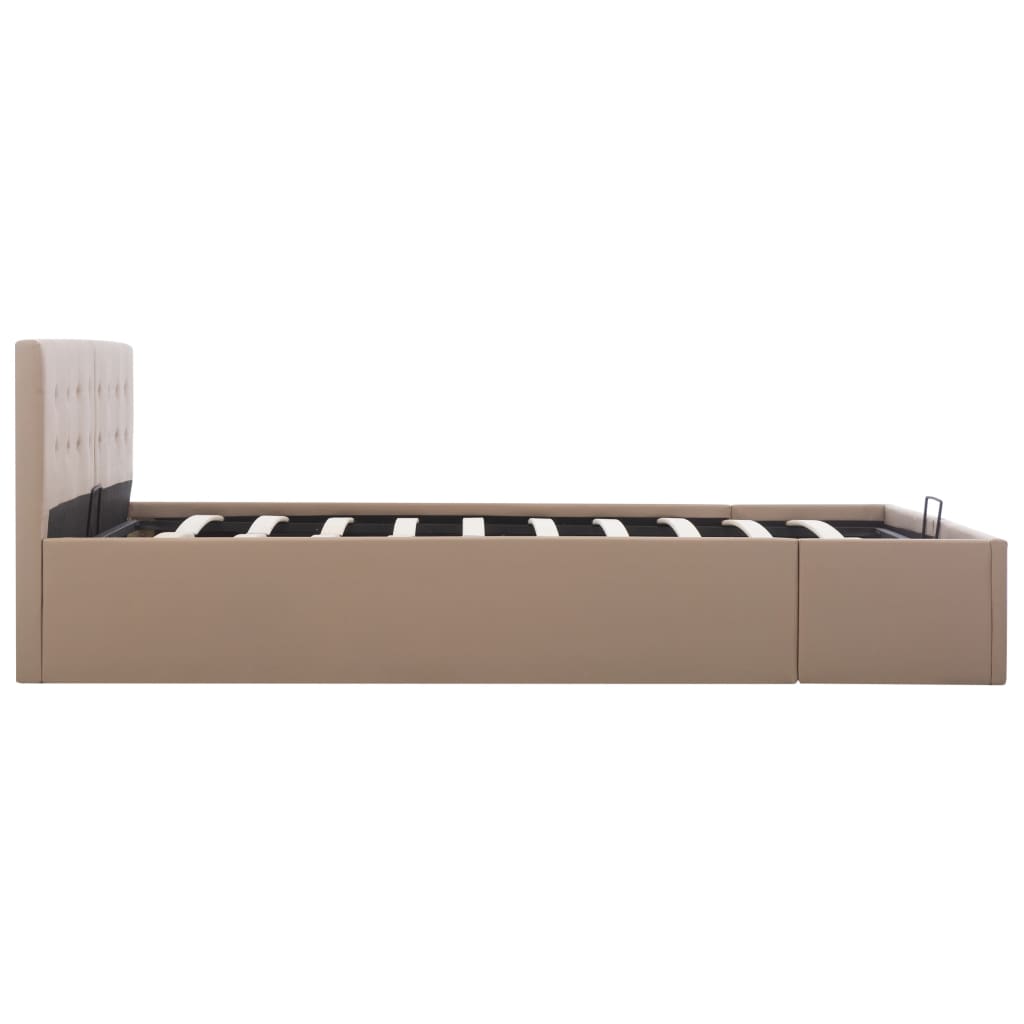 vidaXL Cama canapé hidráulica cuero sintético blanco 160x200 cm