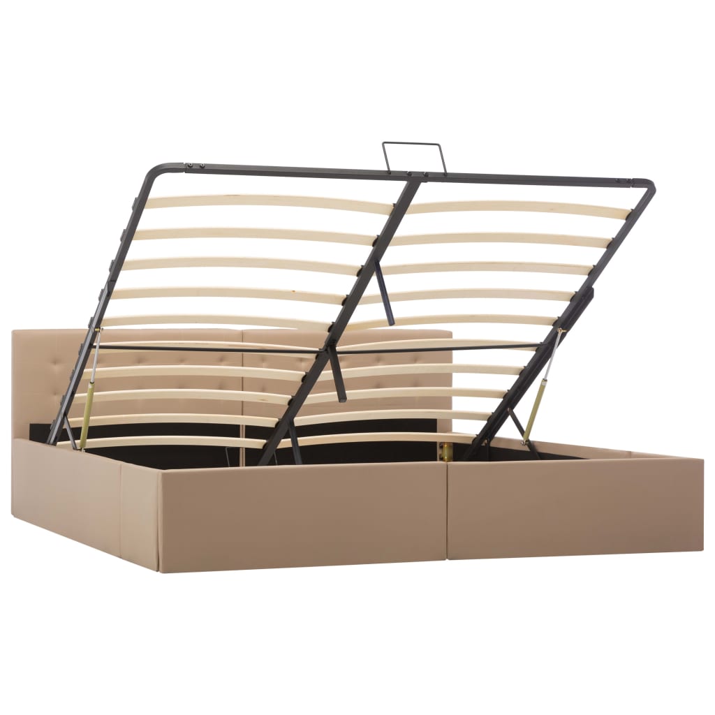 vidaXL Cama canapé hidráulica cuero sintético capuchino 180x200 cm