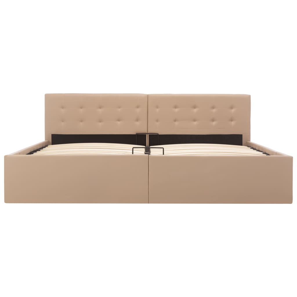 vidaXL Cama canapé hidráulica cuero sintético capuchino 180x200 cm