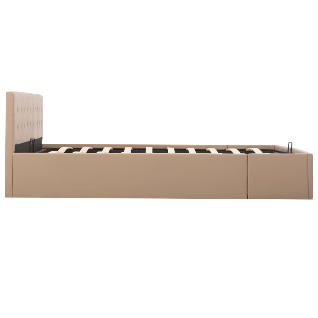 vidaXL Cama canapé hidráulica cuero sintético capuchino 180x200 cm