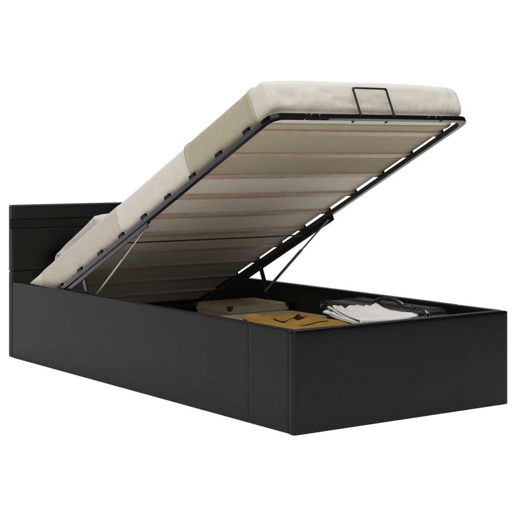 vidaXL Cama canapé hidráulica con LED sin colchón negra 90x200 cm