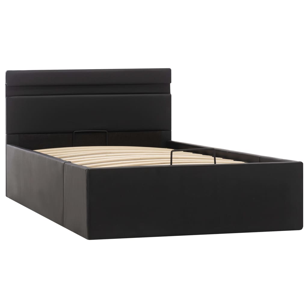 vidaXL Cama canapé hidráulica con LED sin colchón negra 90x200 cm