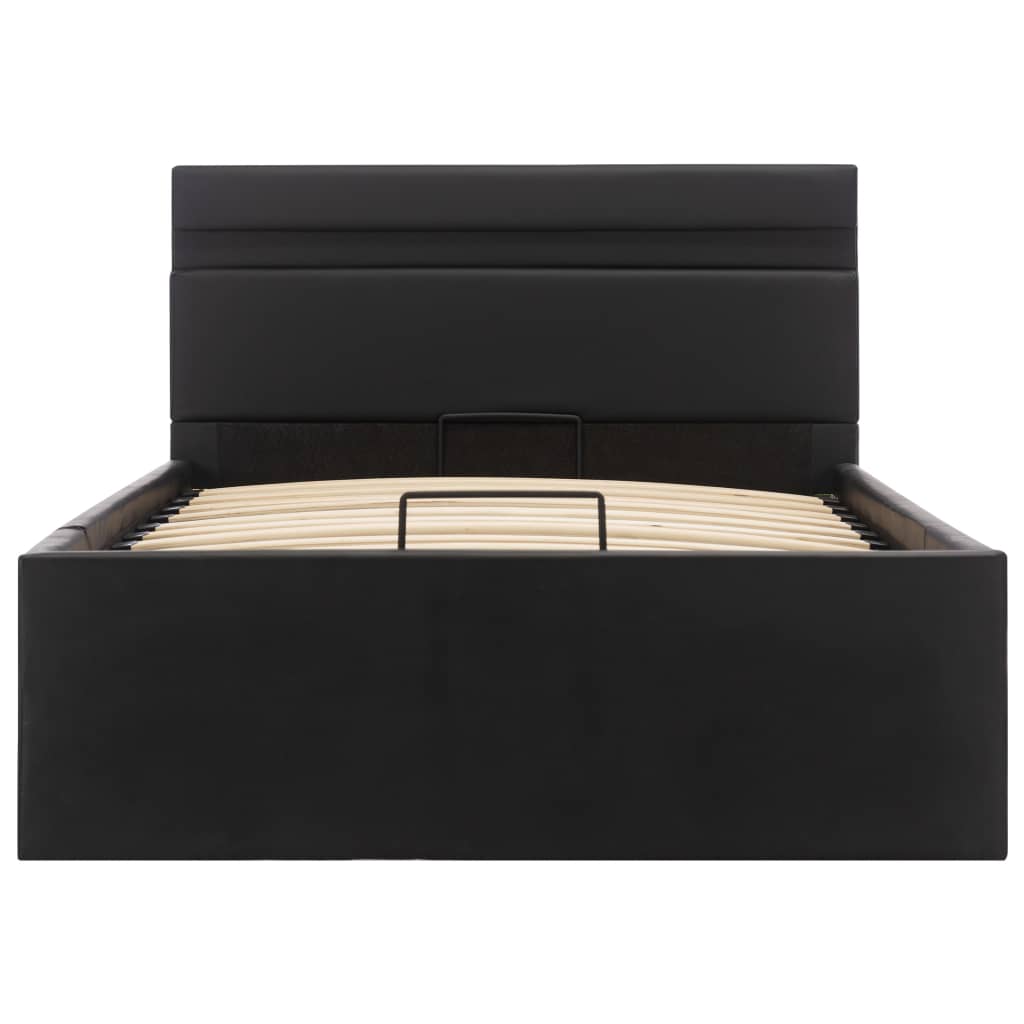 vidaXL Cama canapé hidráulica con LED sin colchón negra 90x200 cm