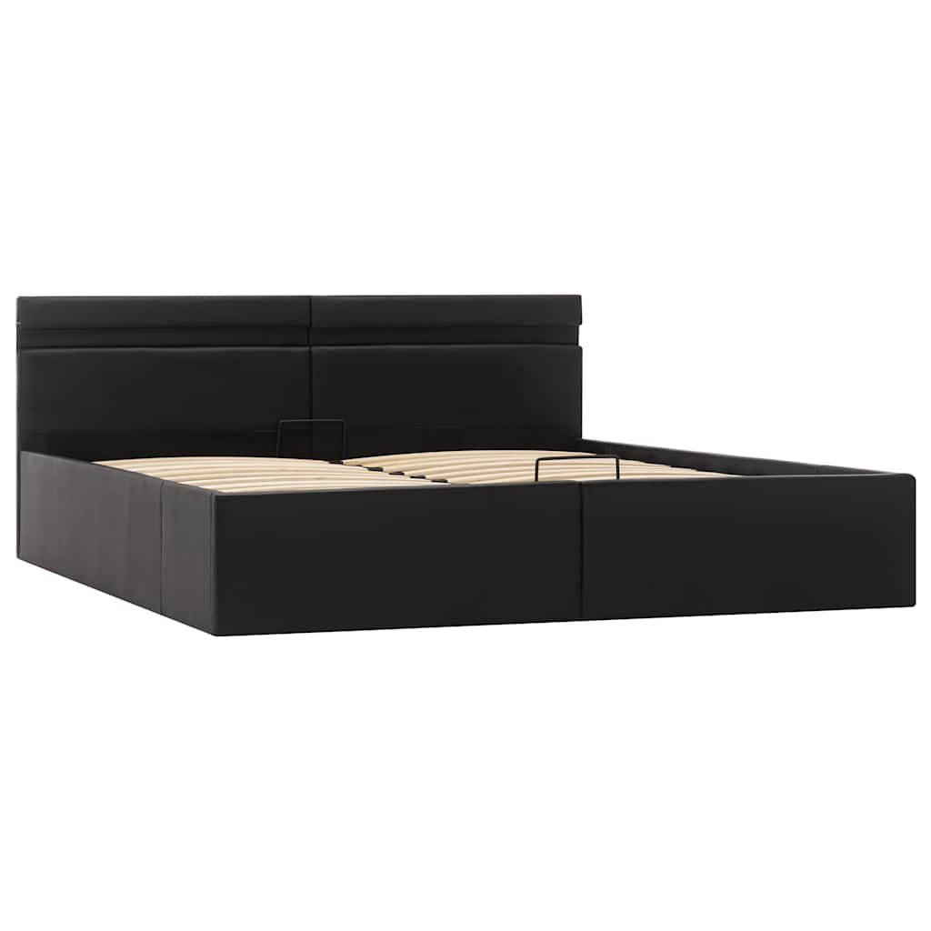 vidaXL Cama canapé hidráulica con LED cuero sintético negra 180x200 cm