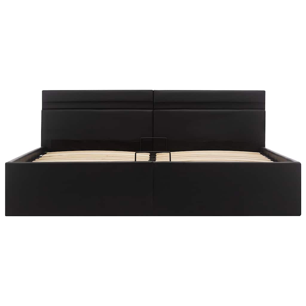 vidaXL Cama canapé hidráulica con LED cuero sintético negra 180x200 cm