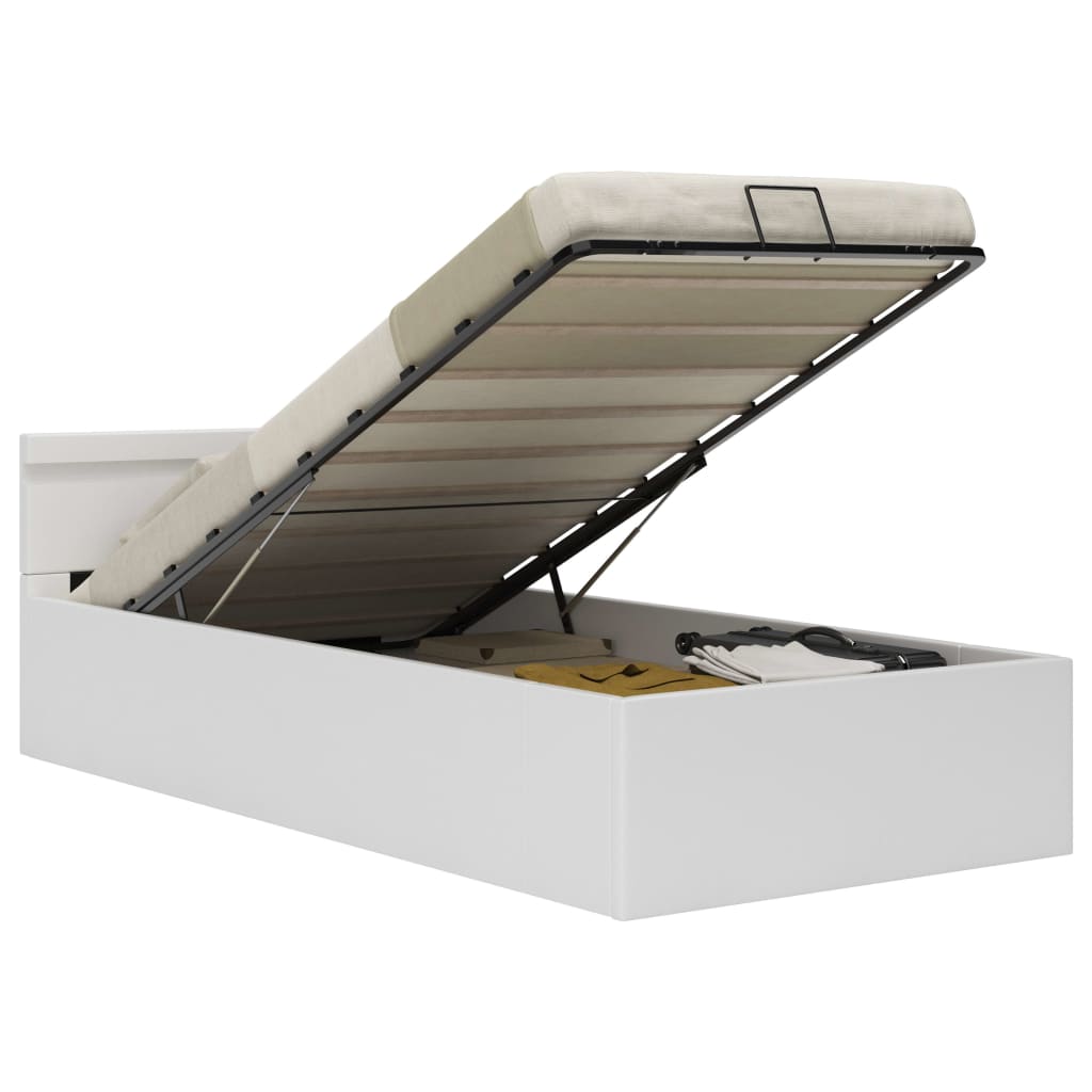 vidaXL Cama canapé hidráulica con LED sin colchón blanco 90x200 cm