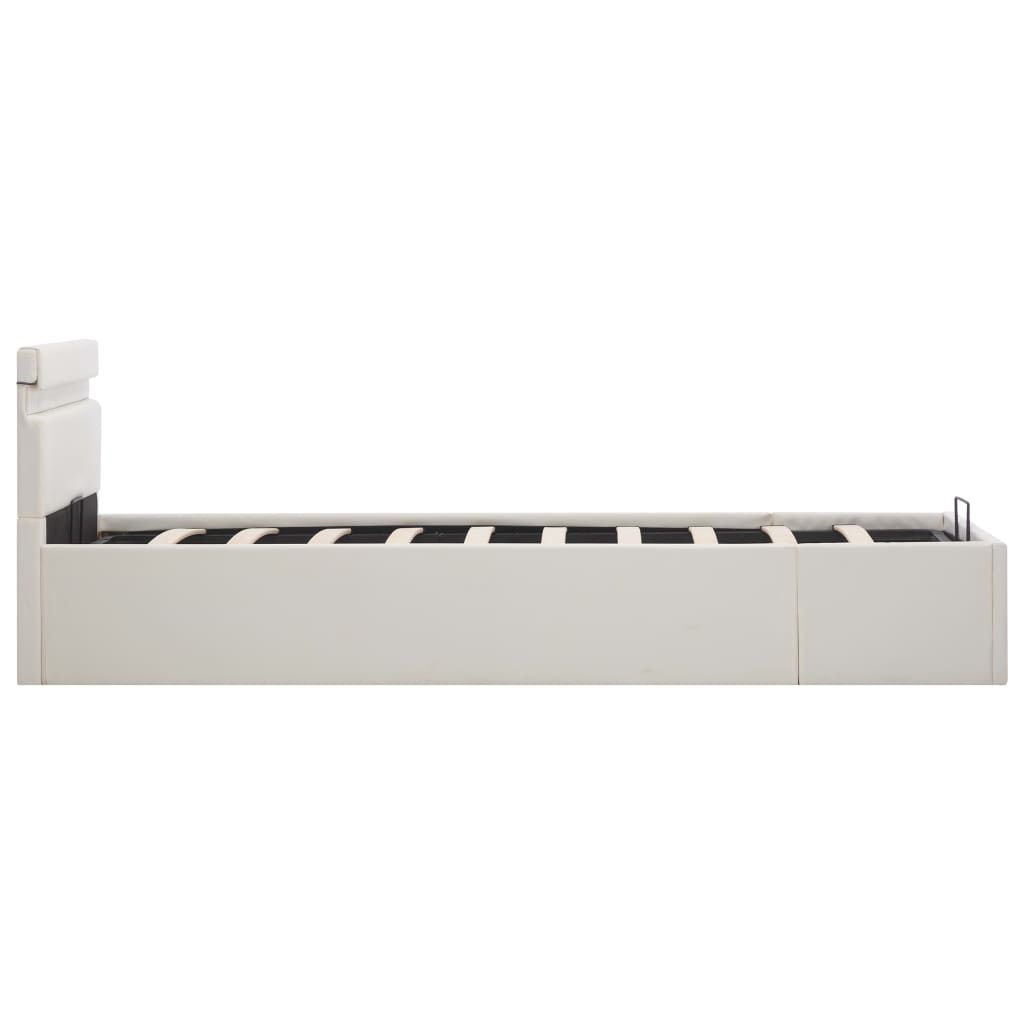 vidaXL Cama canapé hidráulica con LED sin colchón blanco 90x200 cm