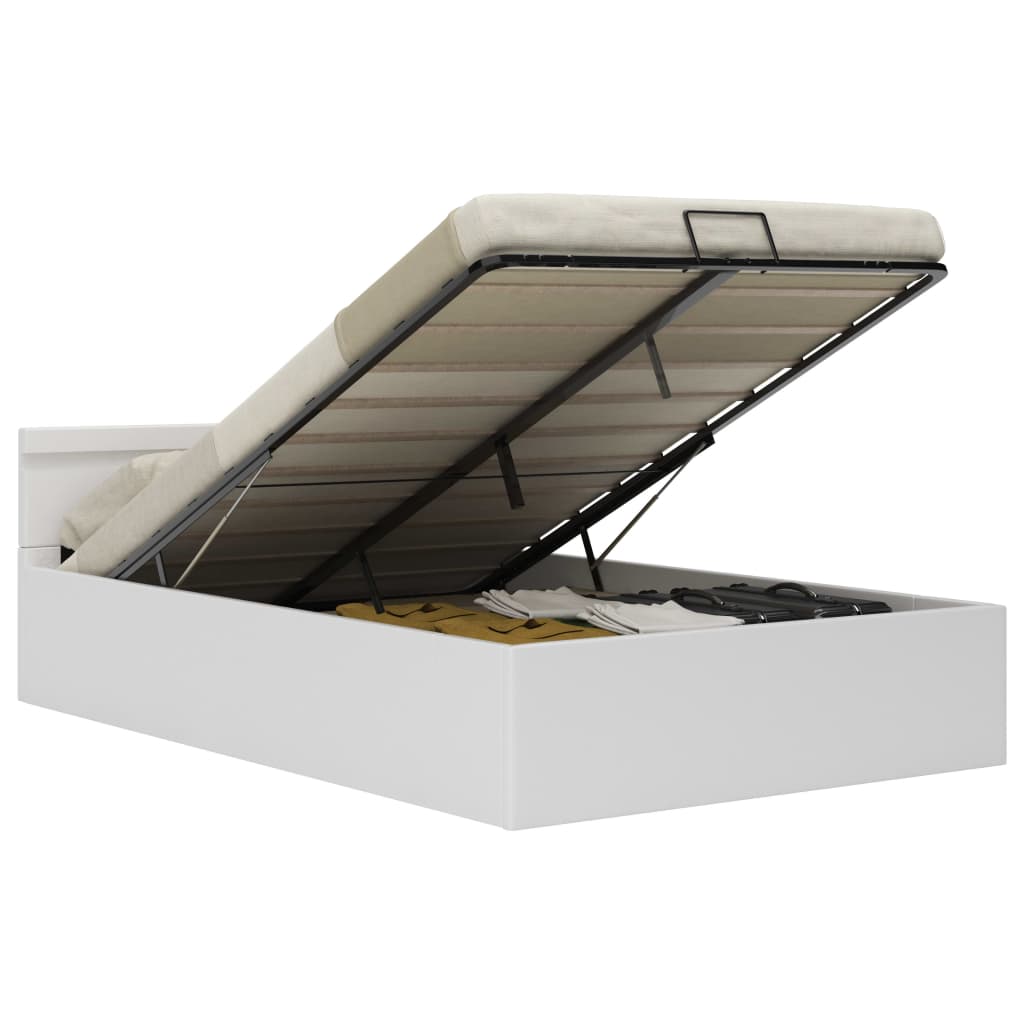 vidaXL Cama canapé hidráulica con LED sin colchón blanco 120x200 cm