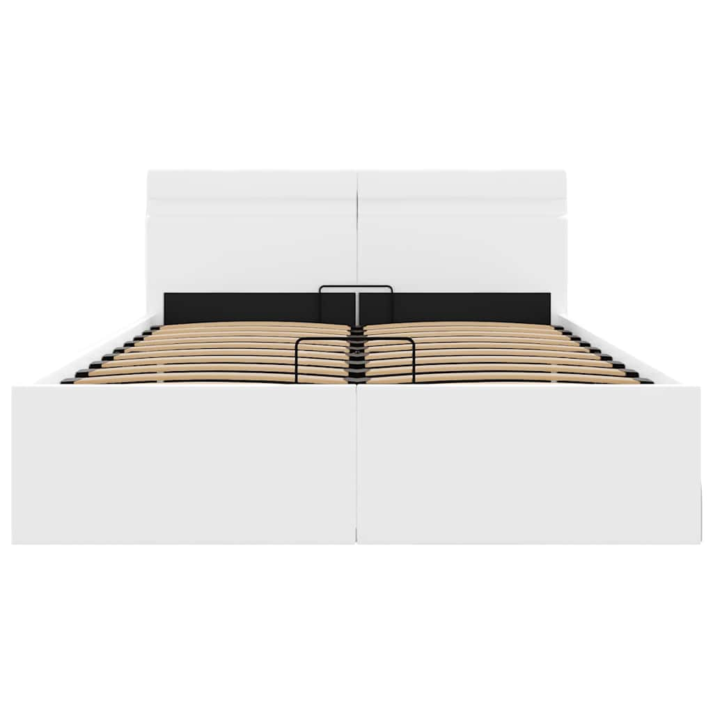 vidaXL Cama canapé hidráulica con LED sin colchón blanco 120x200 cm