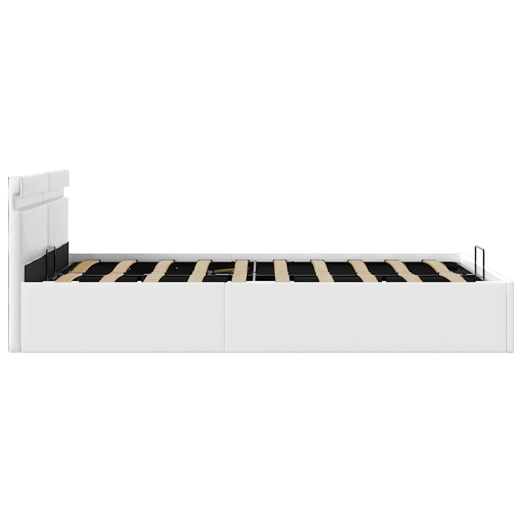 vidaXL Cama canapé hidráulica con LED sin colchón blanco 120x200 cm