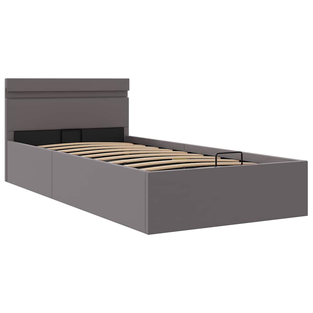 vidaXL Cama canapé hidráulica con LED cuero sintético gris 100x200 cm