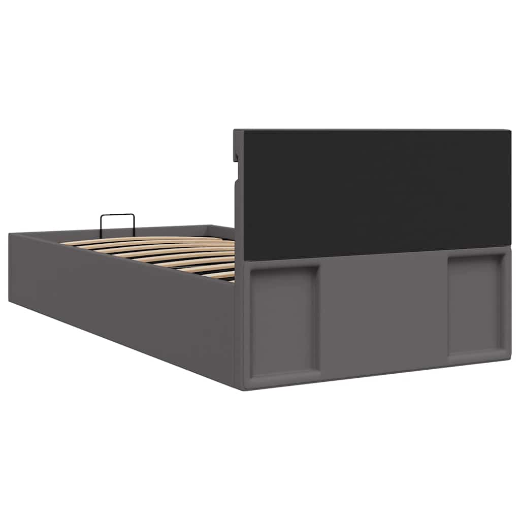 vidaXL Cama canapé hidráulica con LED cuero sintético gris 100x200 cm