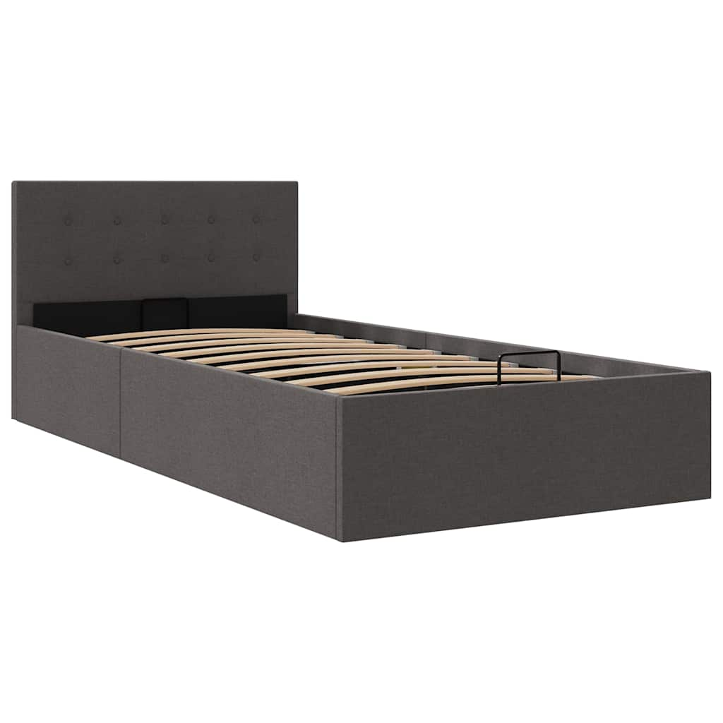 vidaXL Cama canapé hidráulica almacenaje tela gris oscuro 100x200 cm